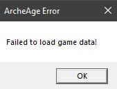 Failed to Load Game Data