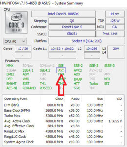 avx2 cpu list intel